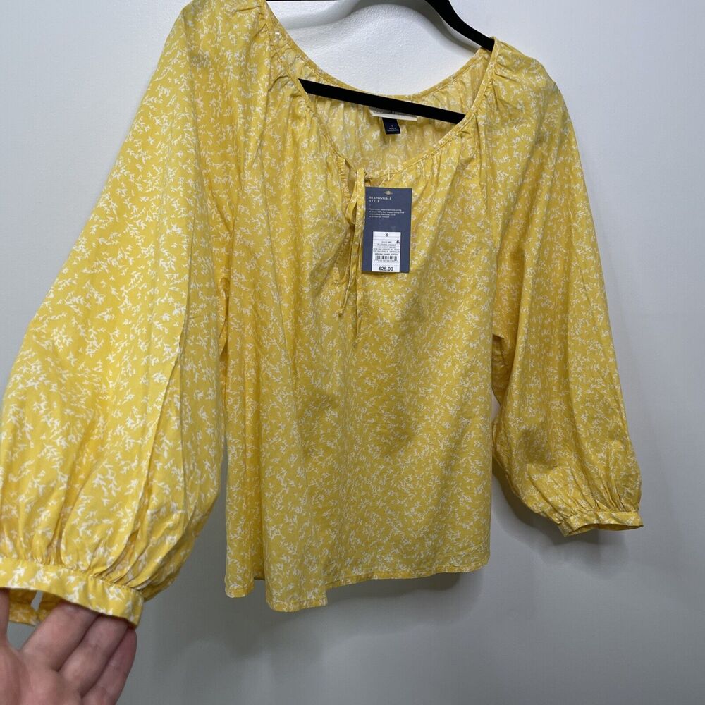 Universal Thread Blouse Yellow Floral Peasant Boho Cottage Long Sleeve Sz S NWT - Picture 5 of 10
